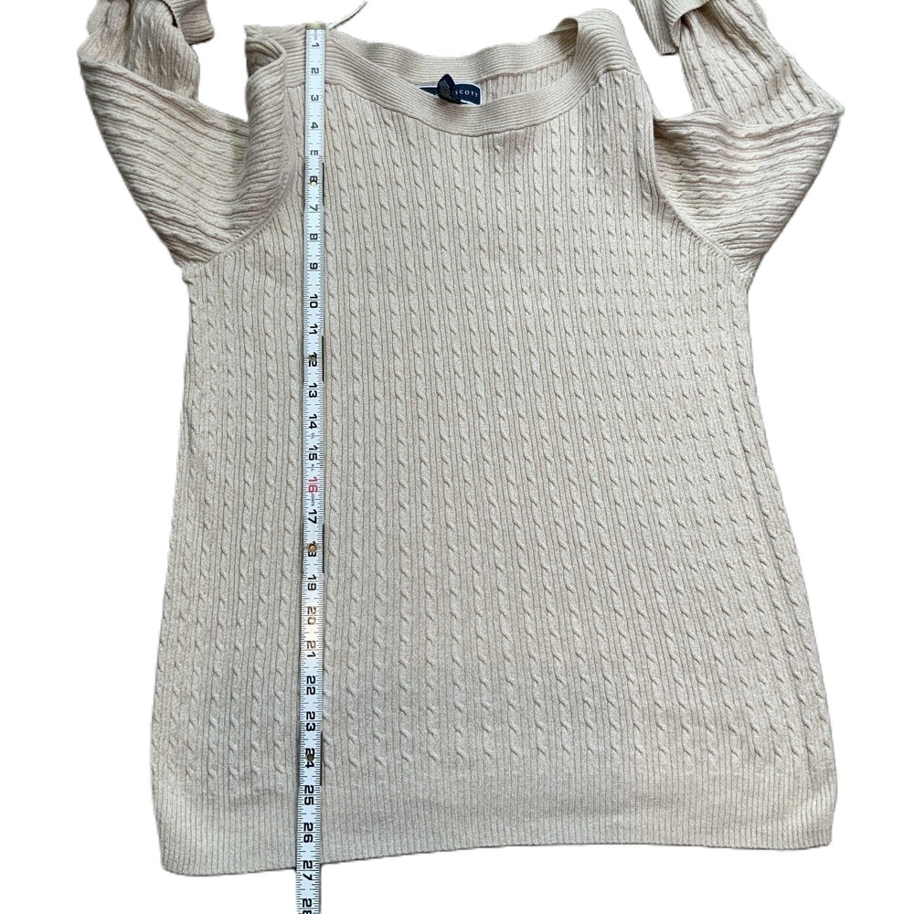Karen Scott Beige Long Sleeve Cable Knit Sweater Sz XL Beige Aesthetic Normcore - Picture 9 of 13